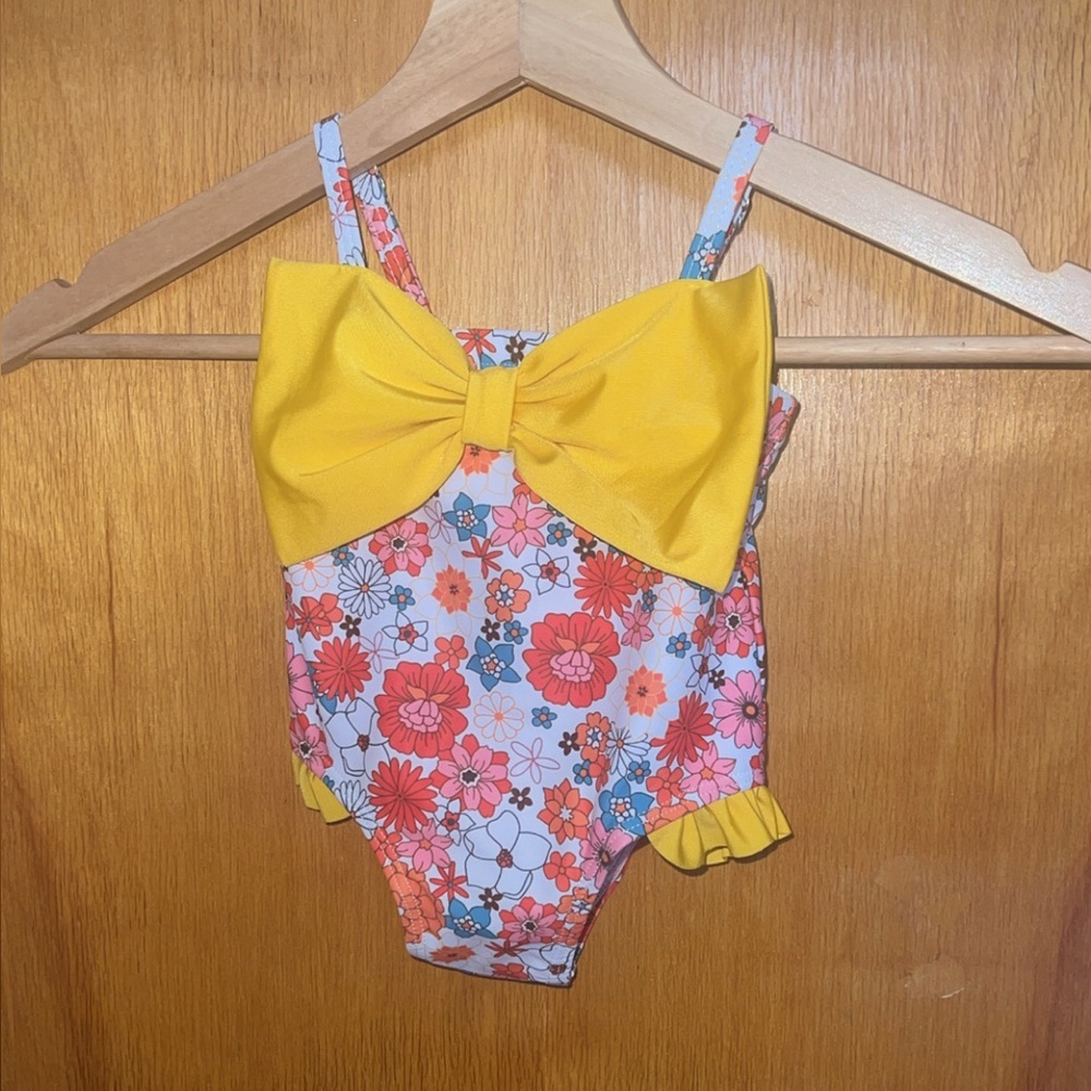 Miogirie Baby Girl Yellow Floral Swimsuit 3–6 Months – New